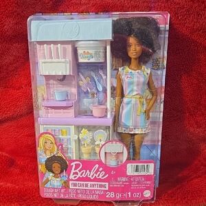 NWT Barbie Ice Cream Shop Doll With Playset
